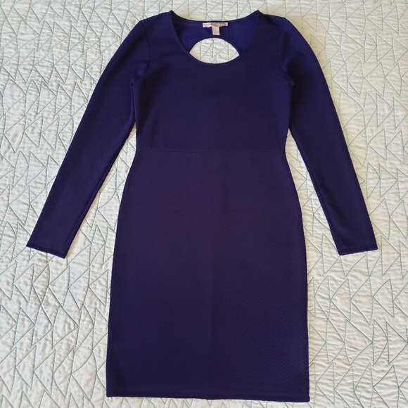 Forever 21 Blue Textured Cut Out Back Sheath Dress - Picture 1 of 7